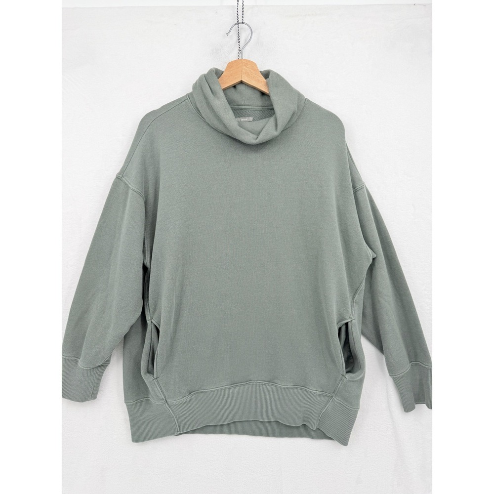 Aerie Sage Green Oversized Turtleneck Sweatshirt Pockets S Pullover Cozy Slouchy